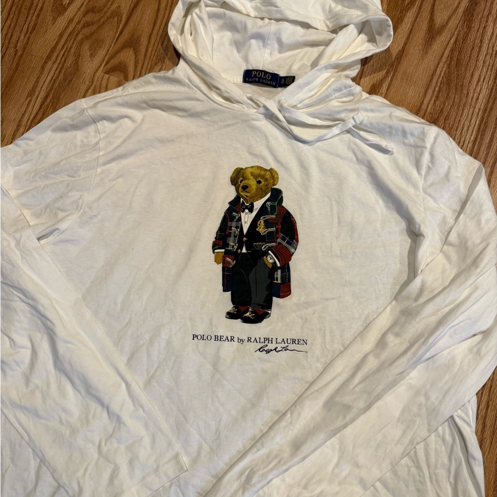 Polo by Ralph Lauren White Hoodie with Bear Graphic